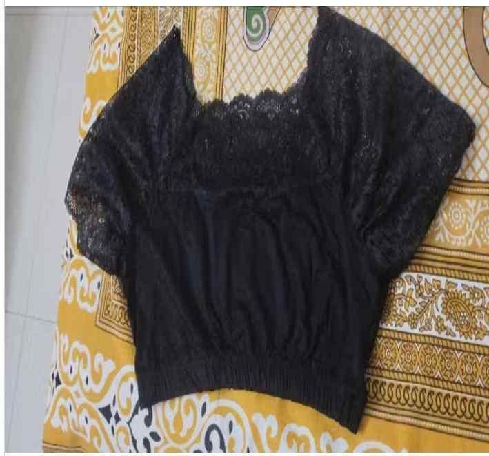 Women's Spandex Short Sleeve Readymade Blouse (Black)